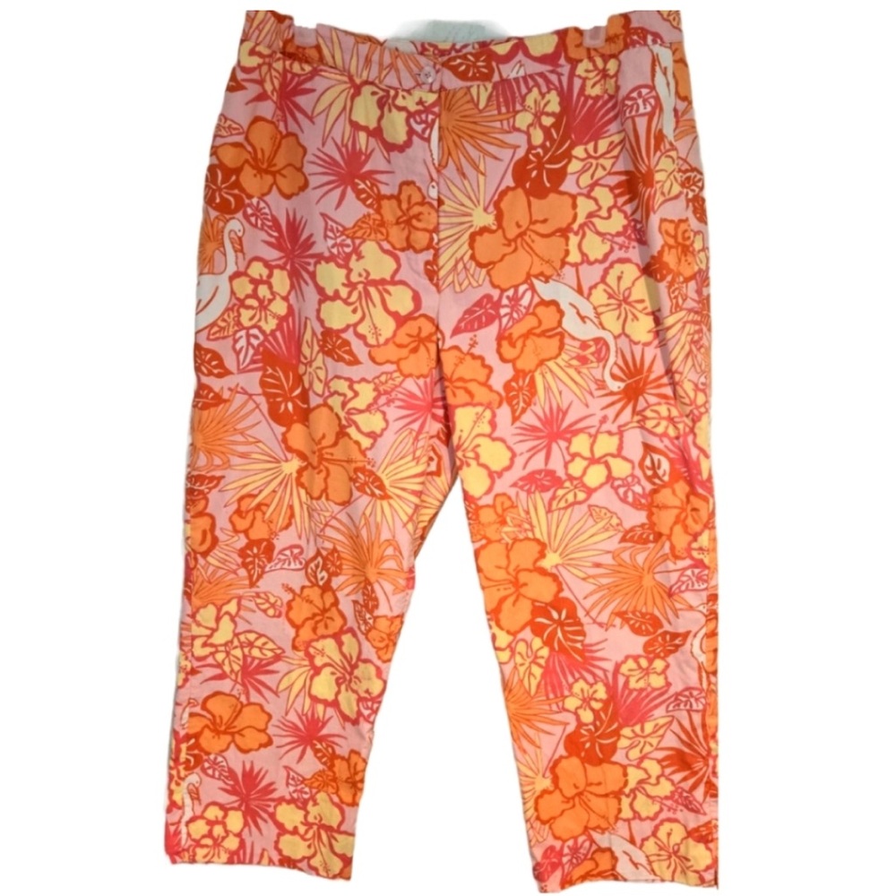 Lilly Pulitzer Vintage White Label “Heron There” Straight Leg Capri Pants- Sz 14